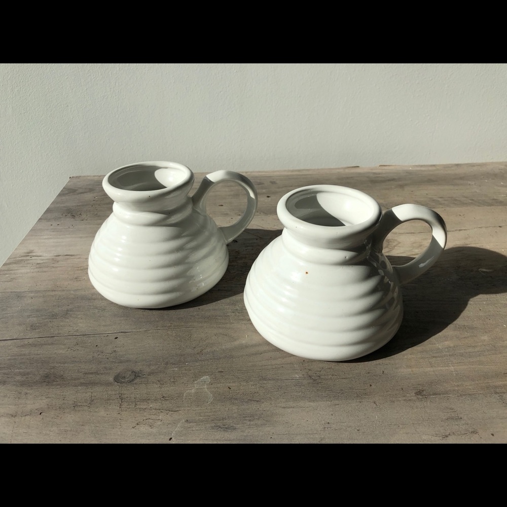 Pair of vintage white mugs